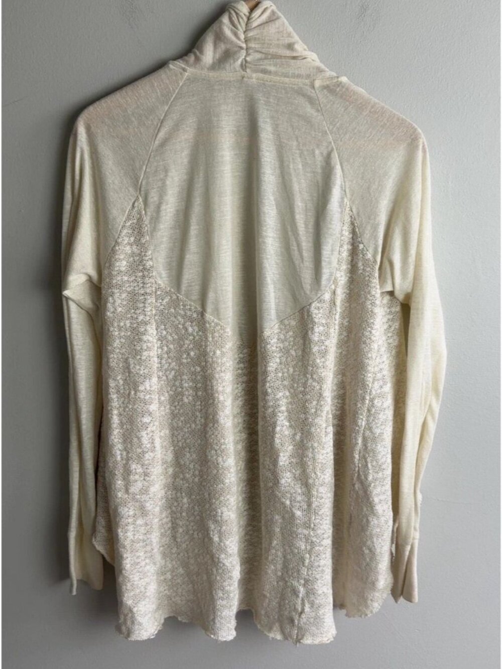 Free People TINY Mixed Media Draped Cardigan Ivory Cream Size Medium Women’s - Picture 2 of 8